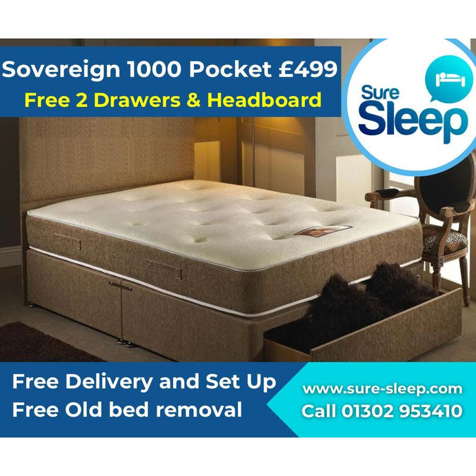 Sovereign 1000 Double Divan Bed With 2 Drawers & Free Headboard