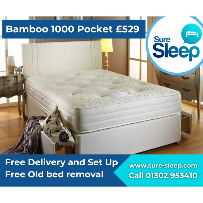 Bamboo 1000 Single Divan Bed With Free Headboard !